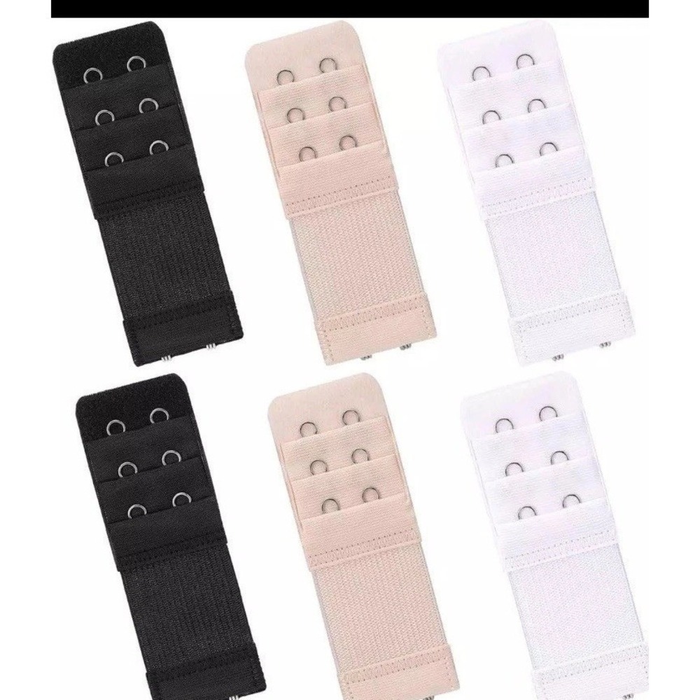 Bra Extenders 6 Pieces - 2 Hooks Black White Beige C372